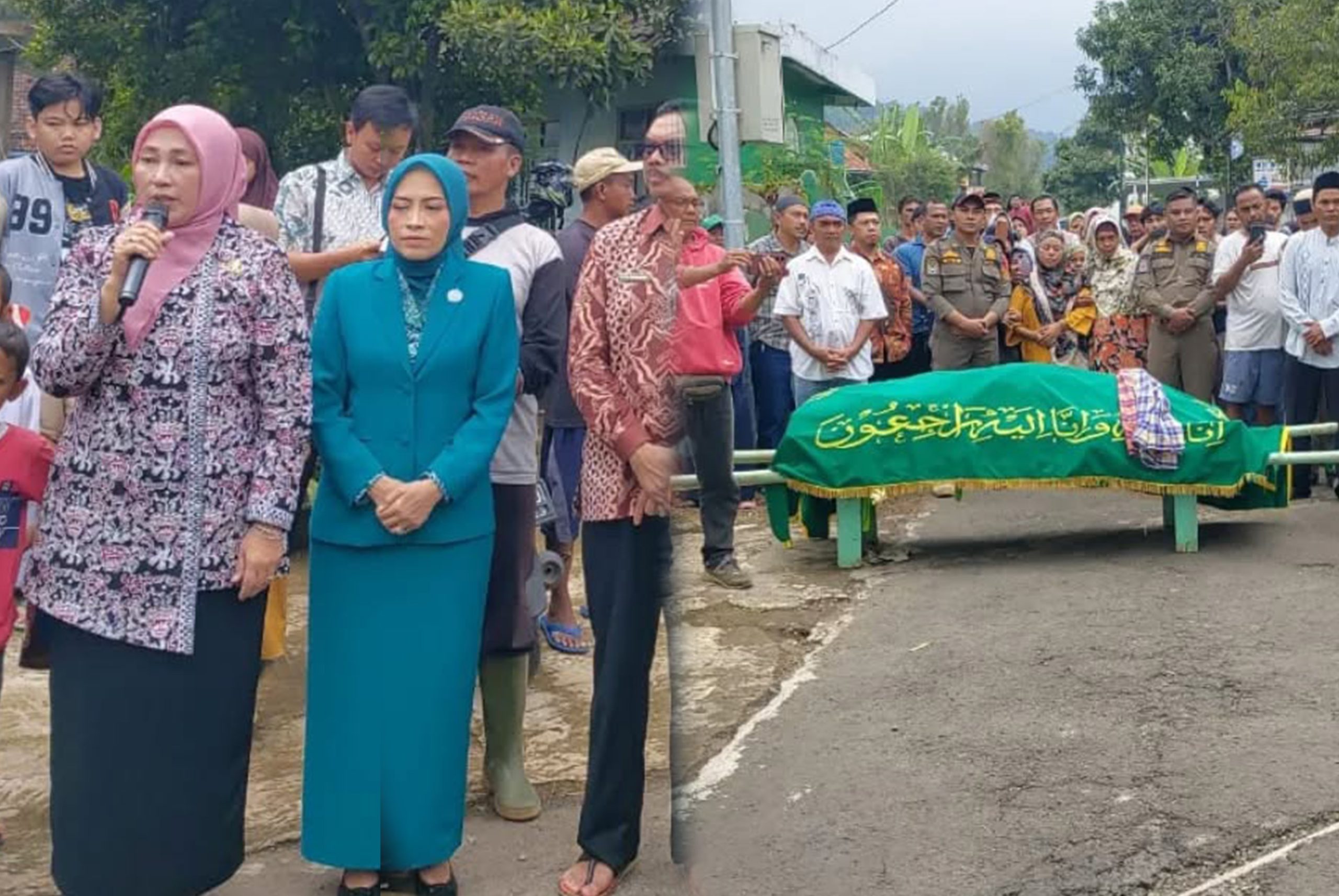 Bocah Sadamantra Yang terseret Arus Sungai Ditemukan, Serah Terima Jasad Korban Dilakukan Istri Bupati Dan Wakil Bupati Kuningan3