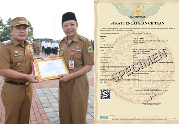 8 Inovasi Program Layanan Disdukcapil Kuningan Peroleh Hak Cipta Dari Kementrian Hukum RI
