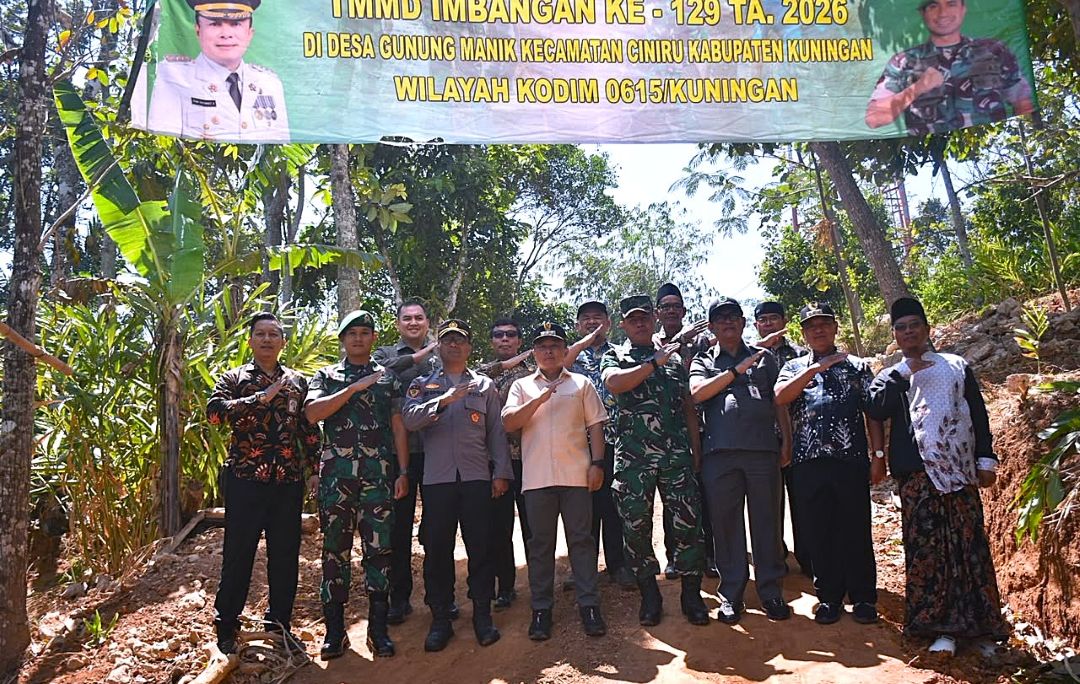 TMMD Imbangan ke-129 Kuningan Resmi Dibuka, Bangun Jalan 820 Meter Buka Akses 3 Curug dan Gua Sejarah di Gunung Manik
