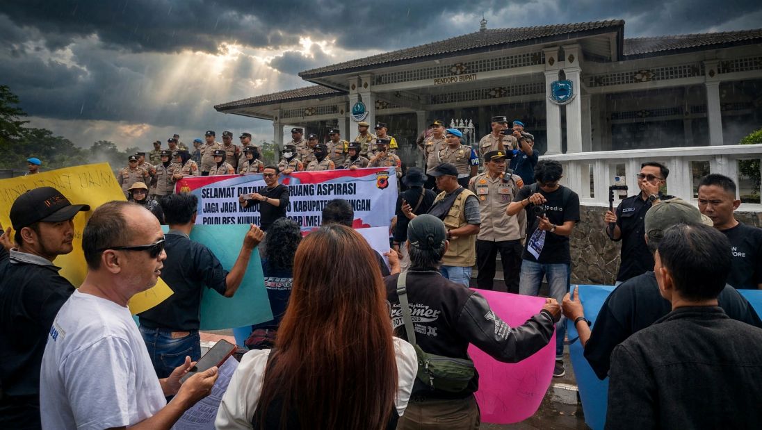 Tak Terima Dilebeli Londo Ireng Oleh Prabowo, Jurnalis Kuningan Gelar Aksi Damai Depan Pendopo Bupati